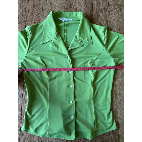 Private Label Lime Green Button Up Blouse Size Small - Picture 4 of 5